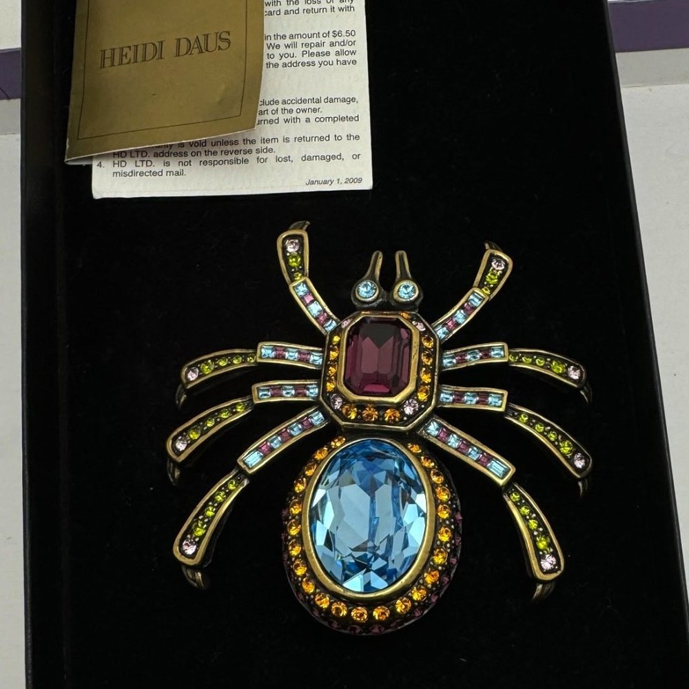 Heidi Daus Spider Brooch with Shiny Crystal Gems